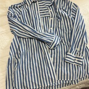 Madewell Blue and White Striped Blouse